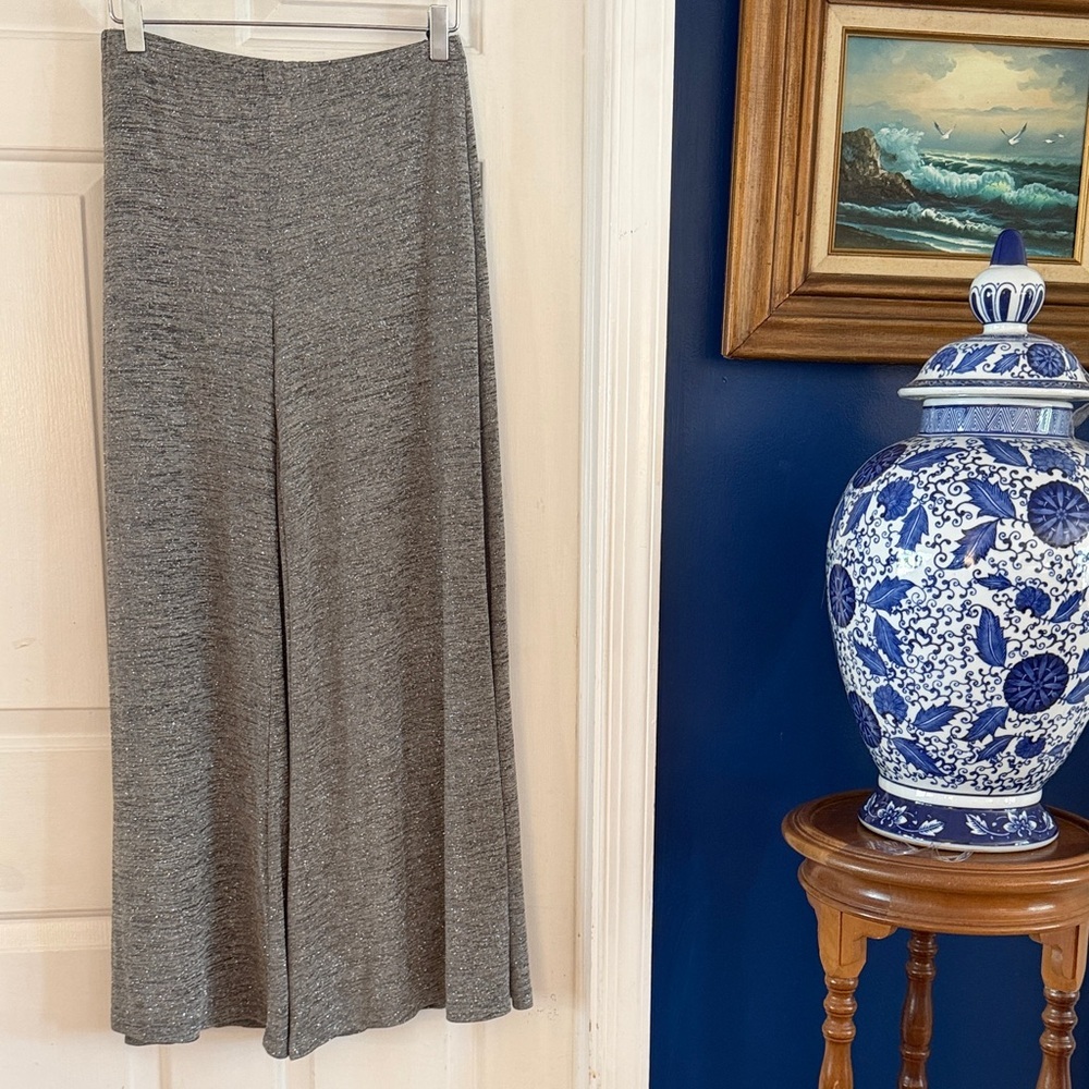 Women MSK Shimmery Polyester & Spandex Silver & Gray Wide Leg Pull On Pants Sz S